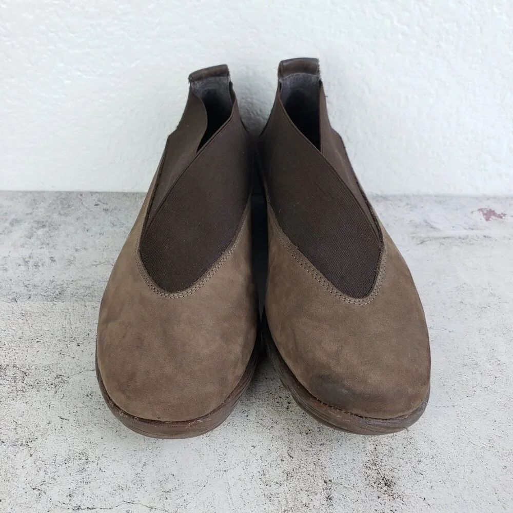 The Flexx Leather Comfort Shoes Nubuck Brown Slip-on Wedge size 6.5 Lagenlook